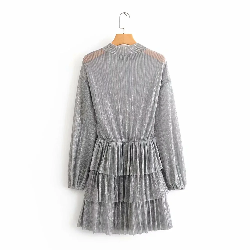 Осень 2019 новое женское эластичное короткое платье с воротником стойкой и длинным