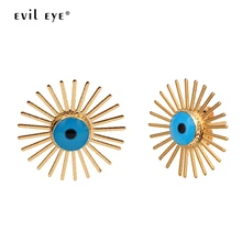 EVIL EYE золотые серьги-гвоздики медный круг маленькие турецкие синие серьги для глаз модные украшения для женщин девушек EY6429