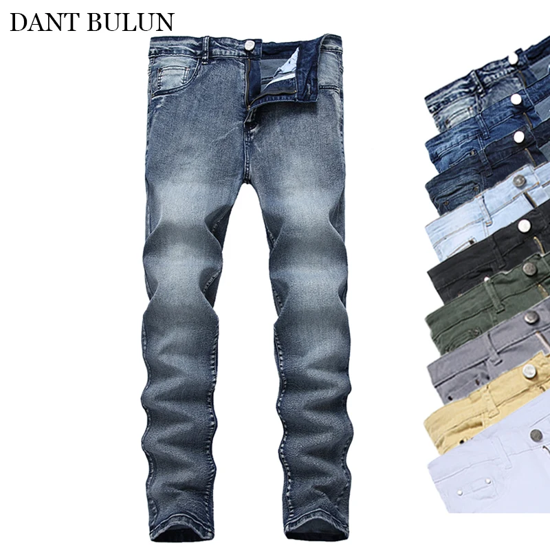 

DANTBULUN Mens Slim Fit Casual Jeans Classical Straight Denim Pants Stretchy Skinny Fit Colored Jeans Men Brand Pants Hot Sale
