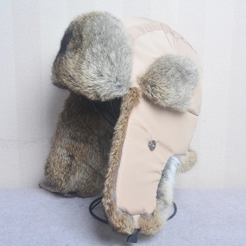Winter Hat Fur Hat Earflap Hat Thick Warm Bomber Hat Men Real Rabbit Fur Earflap Trapper Outdoor Russian Cap Male Plus Size Winter Hats Ski Russian Hat winter hat,fur hat,earflap hat