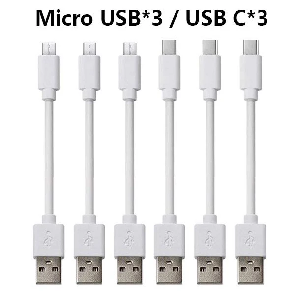 65 watt car charger White 6PCS Short Cable 25CM Micro USB Type C Wire Charging Cord For iphone Android 2A Fast Charge Mobile Phone Charger Station 65w charger usb c