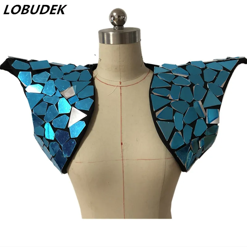 

Mirror Dance Costume Silver Mirrors Sequins Waistcoat Vest Stage Armor Women Singer DJ Jazz Performance Wear Sequined Vests