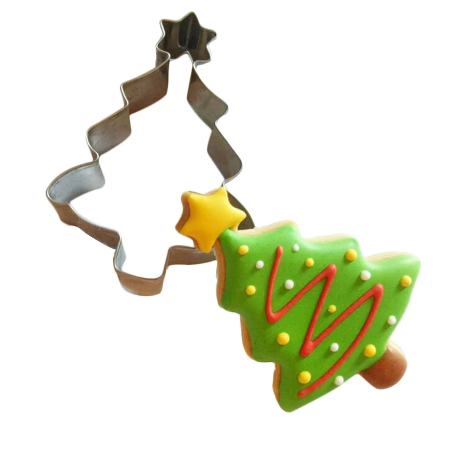 Basedidea Christmas Cookie Stamp Set Santa Claus Bells Christmas Tree Cutters Biscuit Cookie Cutter Mold Baking Tool