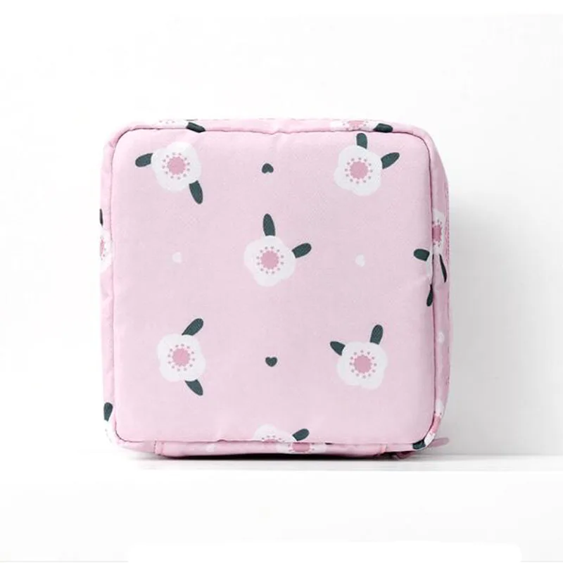 Прямая поставка, нейлоновая женская гигиеническая сумка для салфеток, держатель тампона, органайзер для салфеток, косметичка для хранения на молнии, гигиеническая прокладка, сумка - Цвет: Pink Floral