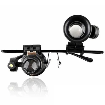 

Double Lens Magnifier Magnifying 20X Eye Glass Loupe Jeweler Watch Repair with LED Light Watch Repair Tools