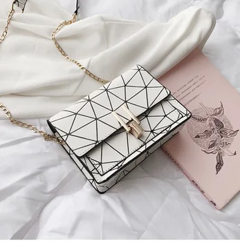 

Handbag Women 2020 New small square bag Korean version trendy spliced chain bag versatile single-shoulder cross-body bag
