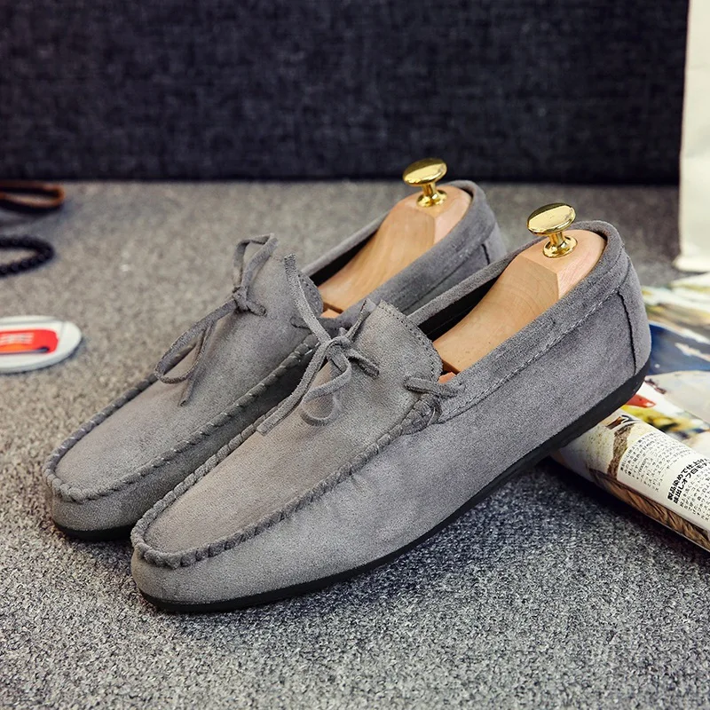 

Spring Men Youth Casual Shoes Casual Slip on Shoes Man Comfortable Loafers Men Boat Shoes Gray Black Suede Mocassins Hommes