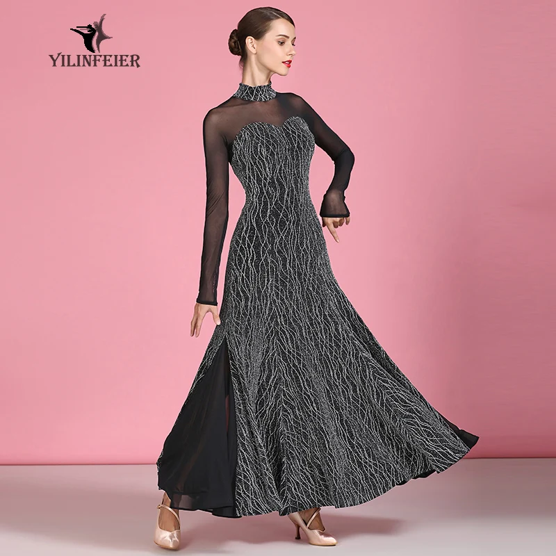 

New velvet ballroom dance competition dress dance ballroom waltz dresses standard dance dress women ballroom dress 1882