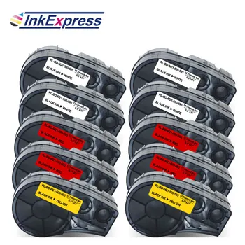 

InkExpress 10PK M21-500-595 Label Tape High Adhesion Label Black on White/Red/Yellow Compatible For Brady BMP21-PLUS Label Maker