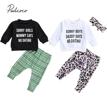 激安 幼児子供少年の女の子長袖のズボンのスーツの手紙tシャツと弾性タータンチェック柄パンツ子供春秋服