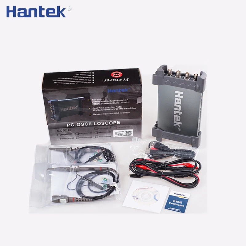 Hantek Осциллограф PC USB 4 канала 70-250 МГц 1GSa/s Портативный Osciloscopio портативный диагностический инструмент 6074BC 6104BC 6204BC 6254BC