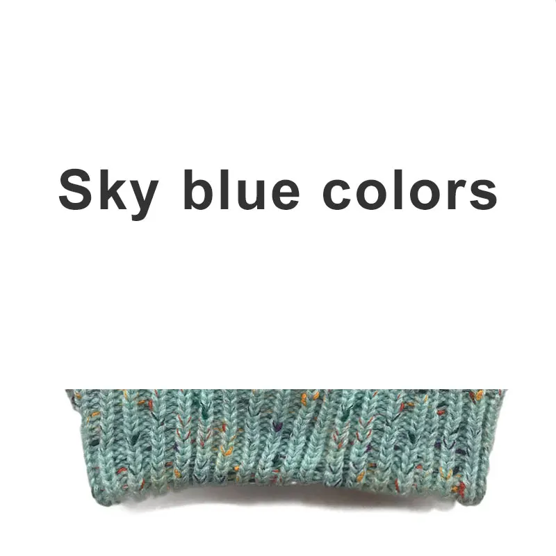 SKY blue colors Зимняя брендовая теплая шапка «конский хвост», женская шапка, мягкие вязаные зимние шапки бини для женщин, теплая шапка-булочка, зимняя шапка с биркой - Цвет: SKY blue colors
