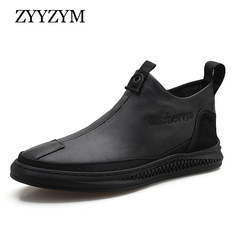 ZYYZYM/мужская повседневная обувь Кожаные черные мужские туфли на плоской подошве