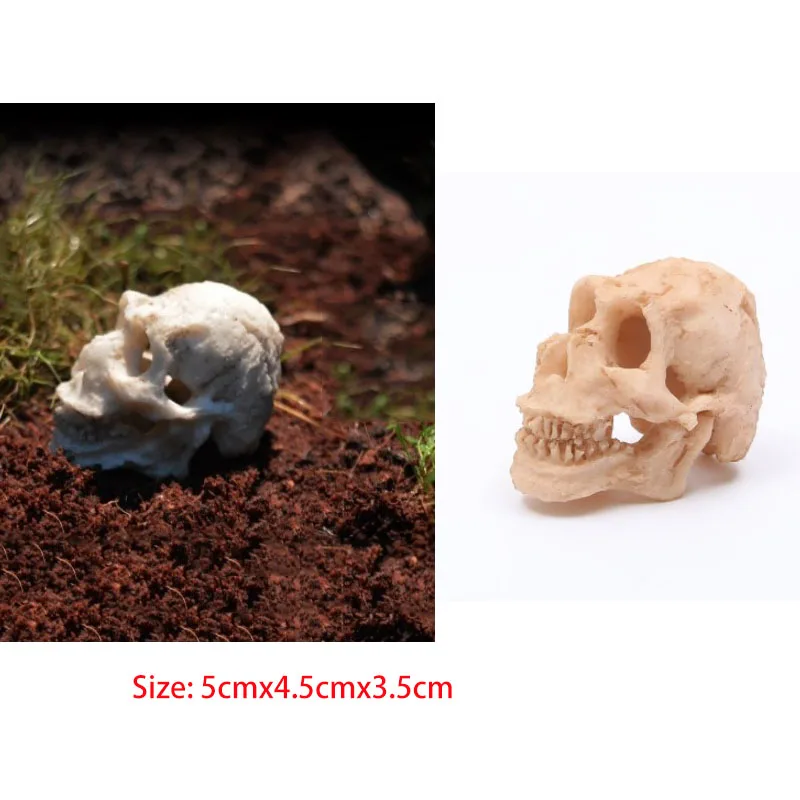 Skull shape Аквариумные украшения из смолы, искусственные аквариумные украшения, креветки, маленькие рыбки, рептилии, аквариумные укрытия, ландшафтный Декор - Цвет: Skull shape