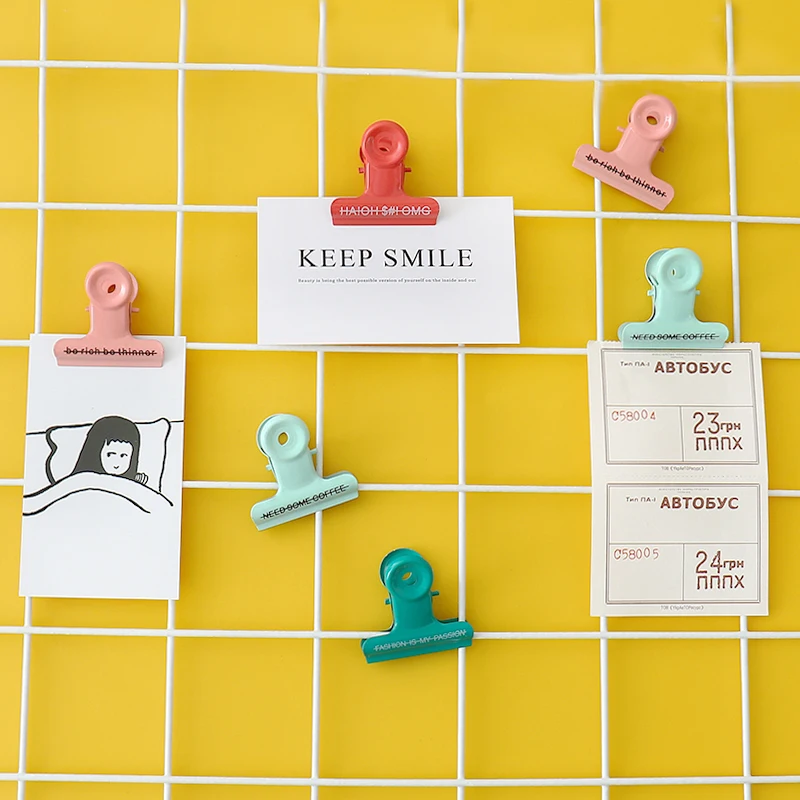 

TUTU 4pcs/lot Cute Metal big size Binder Clips 4 Colors Folder Notes Letter Bulldog Clips Clamp School Office Stationery H0282