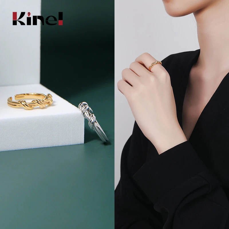 

Kinel Twisted Minimalist Finger Rings for Women 925 Sterling Silver Jewelry Gift Female Ring 925 Silver Bijoux
