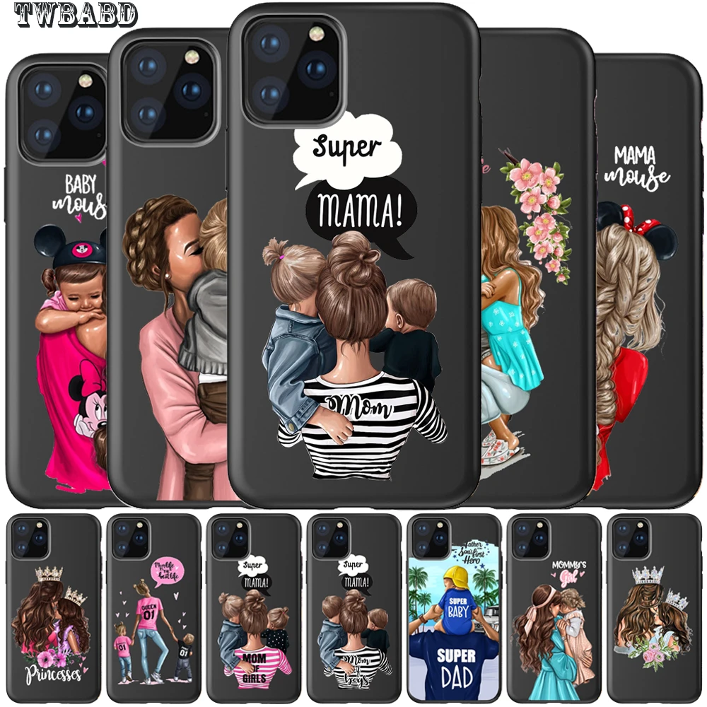 Fashion Super Mom Baby Girl Phone Case For Iphone 11 11pro Max Family Case For Capa Iphone 11 Case Etui Phone Case Covers Aliexpress