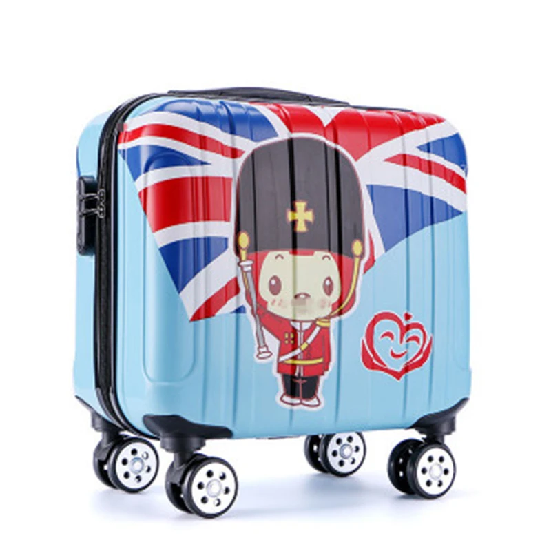 18 inches girl cartoon students universal wheel trolley case child travel luggage rolling suitcase women creative Boarding box