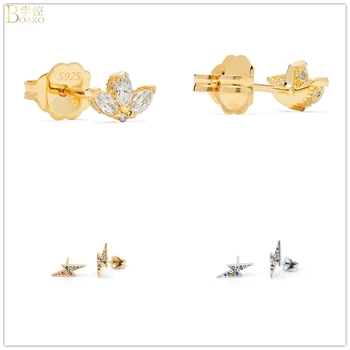 

925 Sterling Silver Earrings Lightning Horse Eye With Zircon Circle Earrings Stud For Women Girls Piercing Jewelry Gift