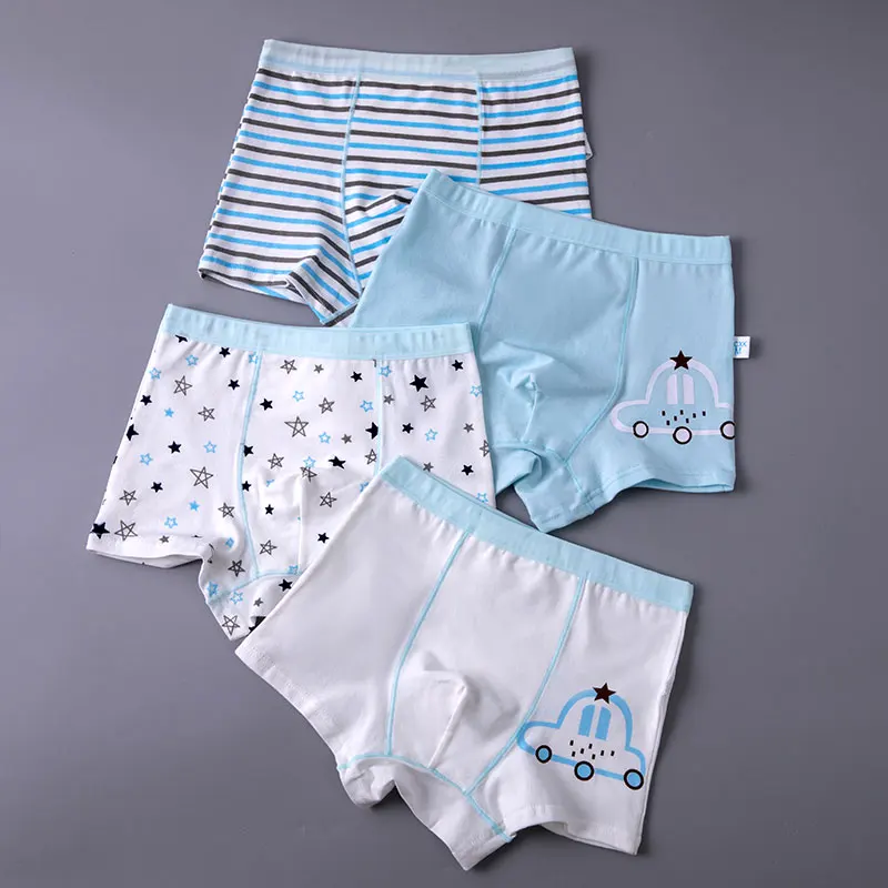4PCS 1209 Новое поступление, детское нижнее белье для мальчиков милые шорты для малышей, трусы боксеры с рисунком лисы, Трусы в клетку с машинкой для От 2 до 12 лет, 3 предмета - Цвет: 4PCS 1209