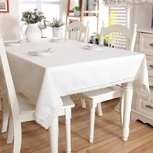 

Pure White Polyester Linen Tablecloth,Customizable Rectangular Dust-Proof Table Cover,for Kitchen Dinning Table Home Decoration