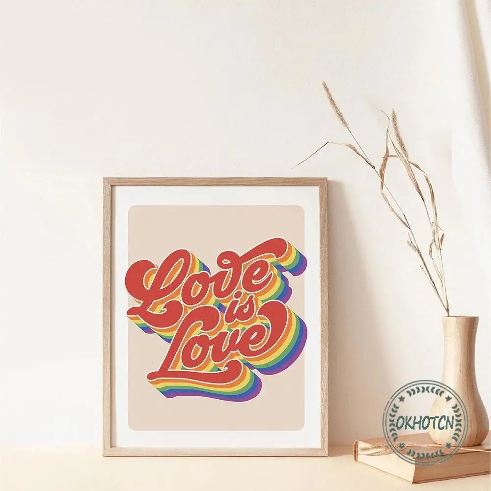 Постер ЛГБТ с принтом Love Is Картина на холсте для геев настенное искусство ретро