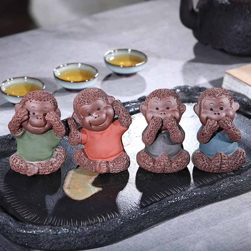 

Rain Sand Clay Tea Ornaments Consignment Four Not Monkey Wholesale Small Decoration Manufacturers a Generation of Delivery Tea S
