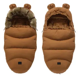 Sac de couchage pour bébé, coupe vent, imperméable, pour l'hiver, col en fourrure détachable, enveloppes cocon épaisses pour nouveau né 