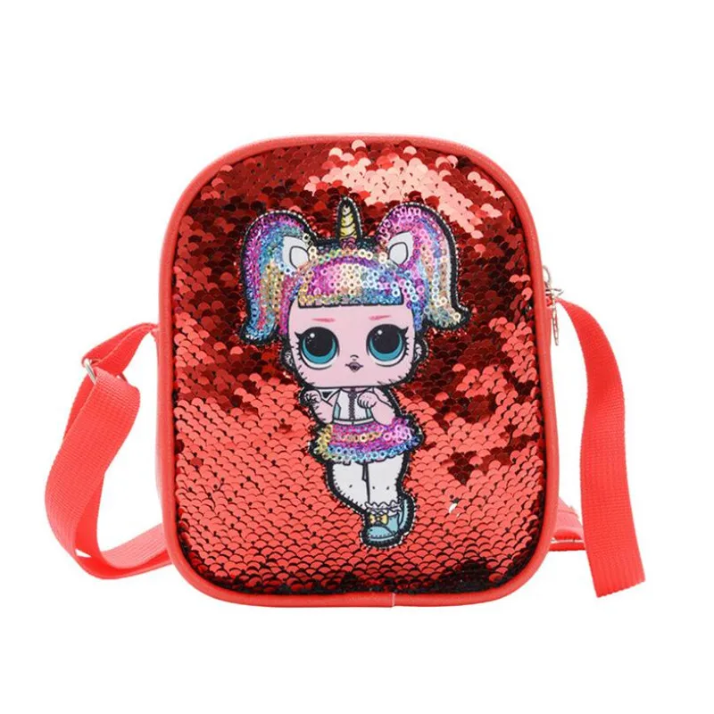 

Newest LoL Dolls Pattern PU Sequin Look Girl Backpack Mobile Phone Bag Action Figure LoL Surprise Children Birthday Gifts