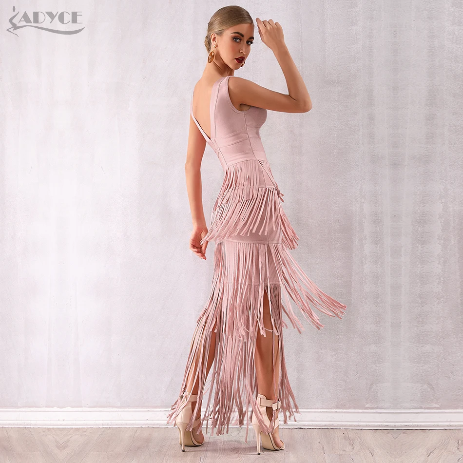 Фото Adyce 2021 Новое летнее женское Бандажное платье с открытой бахромой Vestidos Макси Adyce 2021 Новое летнее женское Бандажное платье с открытой бахромой Vestidos Макси