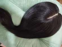 14Middle parte cabello humano Topper peluca para mujeres transpirable Base de seda con la trama de la máquina del Clips en el cabello tupé de mujer Remy pelo