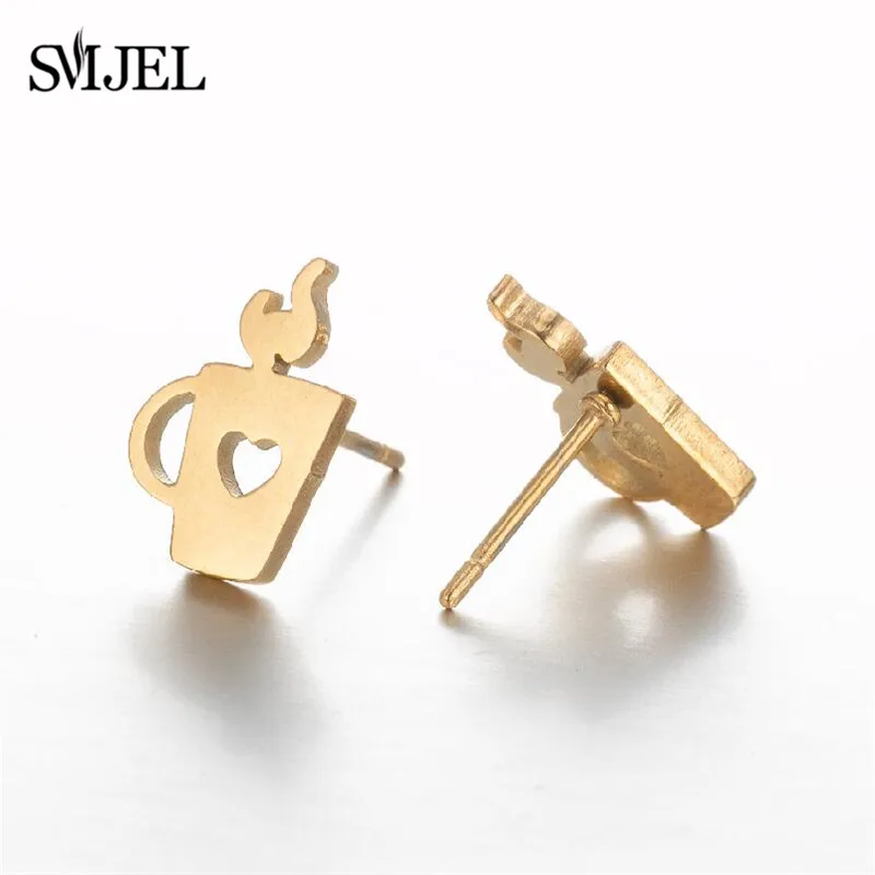 Punk Stainless Steel Earrings for Women Fashion Jewelry 2021 Lighter Compass Expression Lung Rocket Earring Weird Christmas Gift