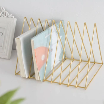 

Wrought Iron Table Shelf Magazine Rack Living Room Study Desk Storage Rack Home Decoration Metal Triangle Nordic Simplicity