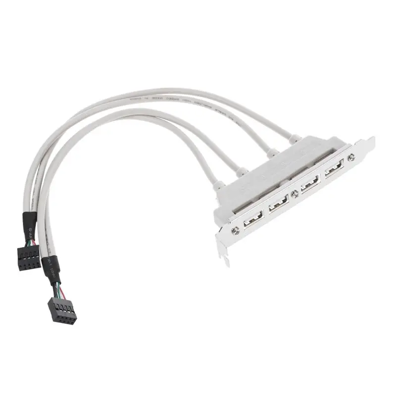 Dual Motherboard 9Pin Header to 4Port USB 2.0 Female Cable PCI Bracket #8 Dual Motherboard 9Pin Header to 4Port USB 2.0 Female Cable PCI Bracket #8