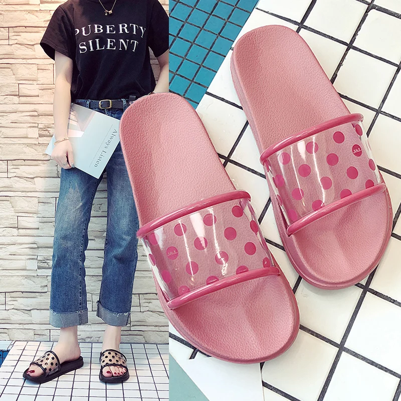

All Seasons Women's Indoor Bath Slippers Non-slip Bathroom Slippers Flat Home Slippers Women Pink Comfortable Casual Slides
