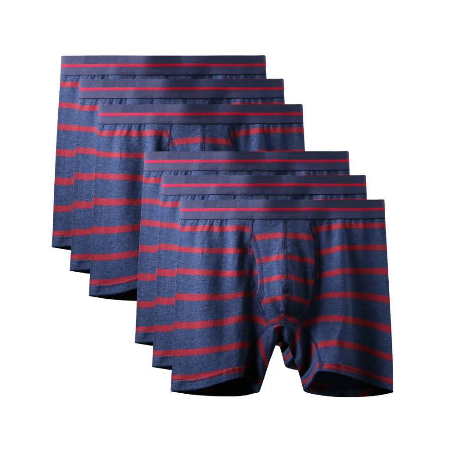 6Pcs A2388 Dark Blue 6 шт./партия качественные брендовые новые хлопковые мужские Длинные боксеры шорты мужские трусы мужские модные сексуальные трусики большие размеры для мужчин нижнее белье 3XL - Цвет: 6Pcs A2388 Dark Blue