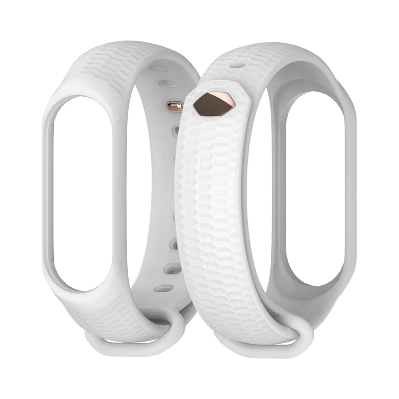 Дизайн силиконовый браслет для Xiaomi mi Band 3 Аксессуары mi Band 4 сотовый узор силиконовый браслет mi band 3 - Цвет ремешка: white