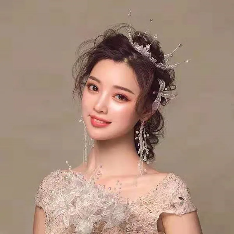 

2019 Korean Series Handmade Zircon yuan guan Bride Late Formal Dress-Style Elegant Crown Studio Formal Dress Accessories