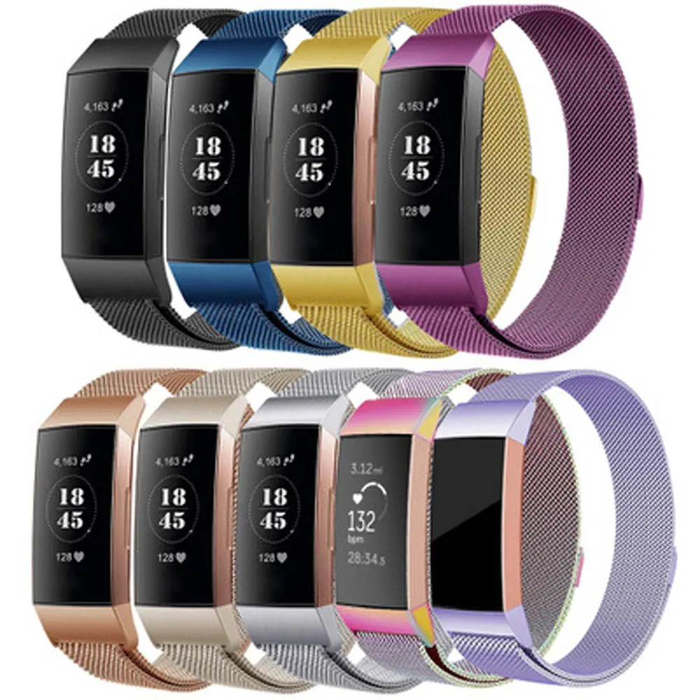 Миланский ремешок на петлю для Fitbit charge 3 часы ремешок для умного браслета из нержавеющей стали ремень спортивные часы ремешок на запястье