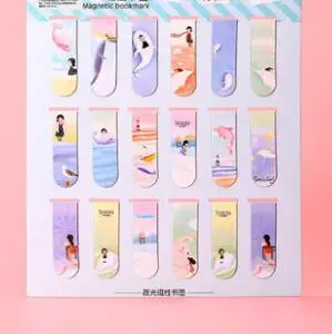 18 шт. мини набор магнитных закладок Kawaii закладки-наклейки для книг маркер бумага для чтения студенческие канцелярские принадлежности - Цвет: J