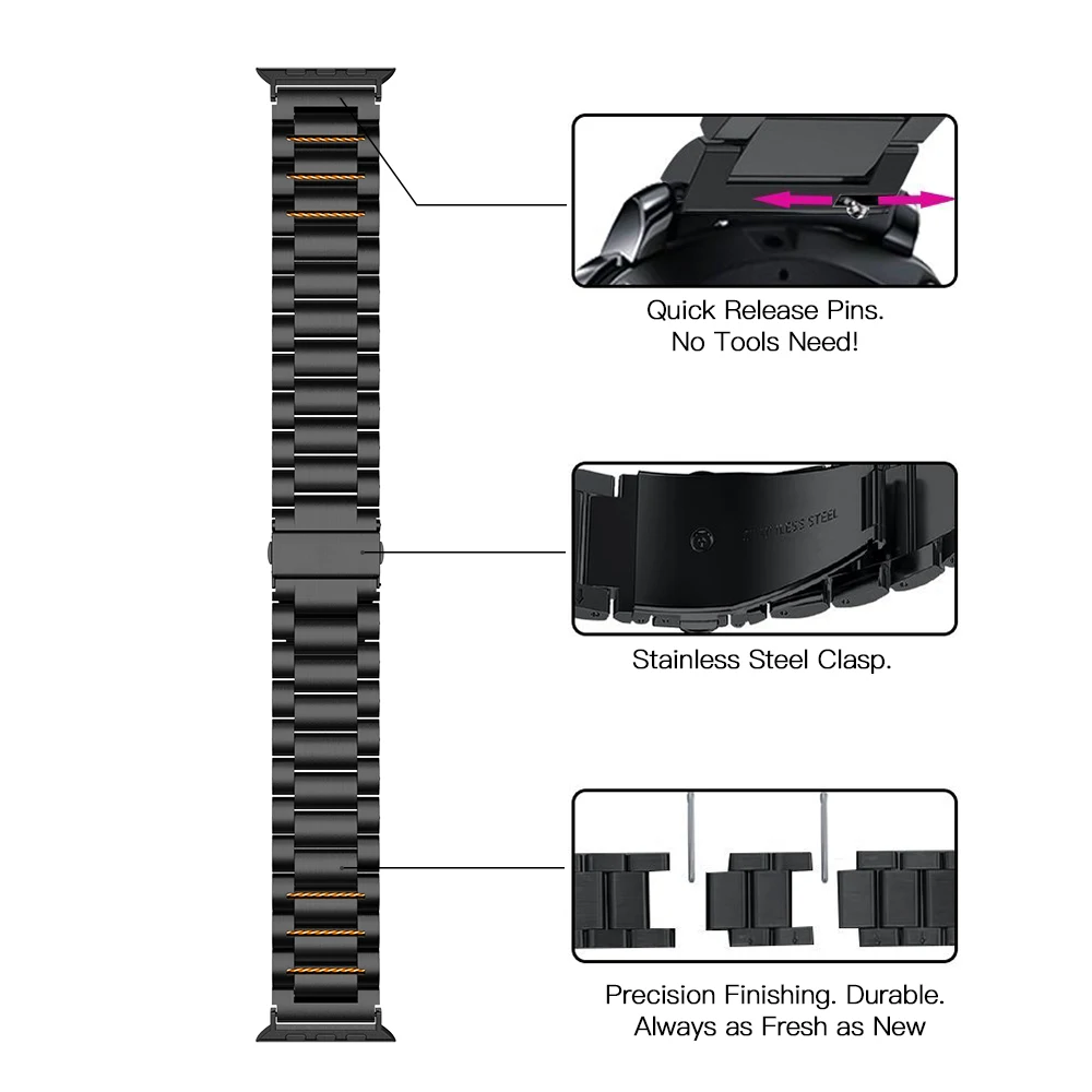 HOCO 22 мм ширина браслет из нержавеющей стали для samsung gear Sport S3 Galaxy ремешок для часов металлический браслет, черный и серебристый цвет