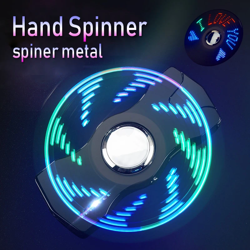 

Adult Decompression Toys Luminous Metal Fidget Spiner Hand Spinner Top Spinners Stress USB Charging Lighters Fingertip Gyro E