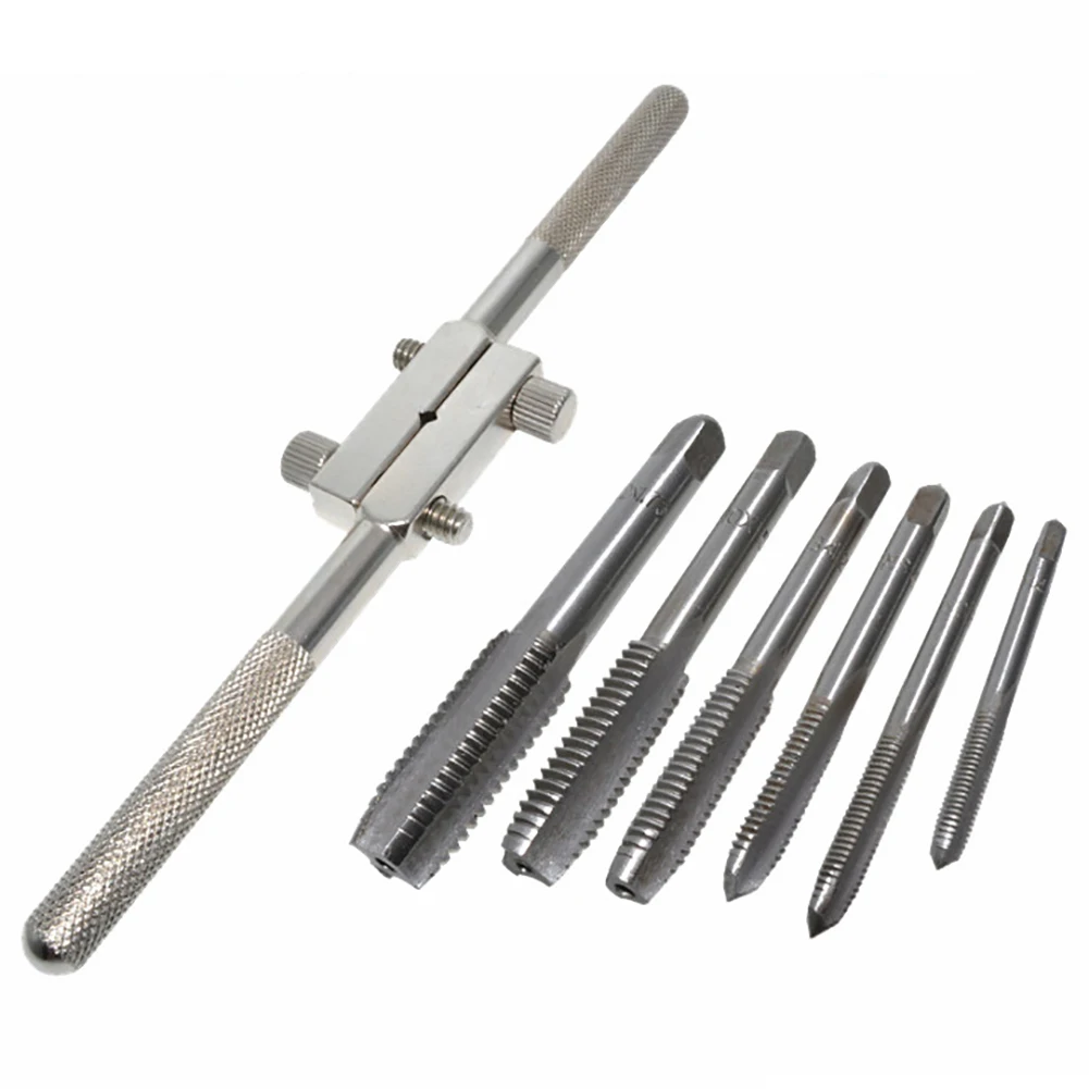 

M4-M12 Screw Thread Tap Twist Drill Bit Wrench Set Metric Adjustable Tap Wrench Steel Hand Tapping Tools More Precisely