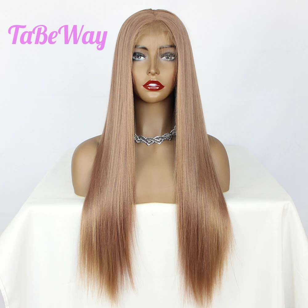 

TaBeWay 13x6 Brown Lace Front Wigs Straight Long Hair Heat Resistant Glueless With Synthetic Lace Front Wig For Black Women