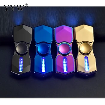 

USB Lighter Sports Car Encendedor Fingertip Gyro Esqueiro Cigarette Lighter Creative Led Light Cakmak Double Flashlight Lighters