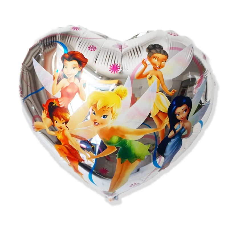 5 шт./лот) вечерние воздушные шары принцессы, 18 дюймов, круглые Серебристые шары в стиле Феи Тинкер, детские игрушки, гелиевые шары