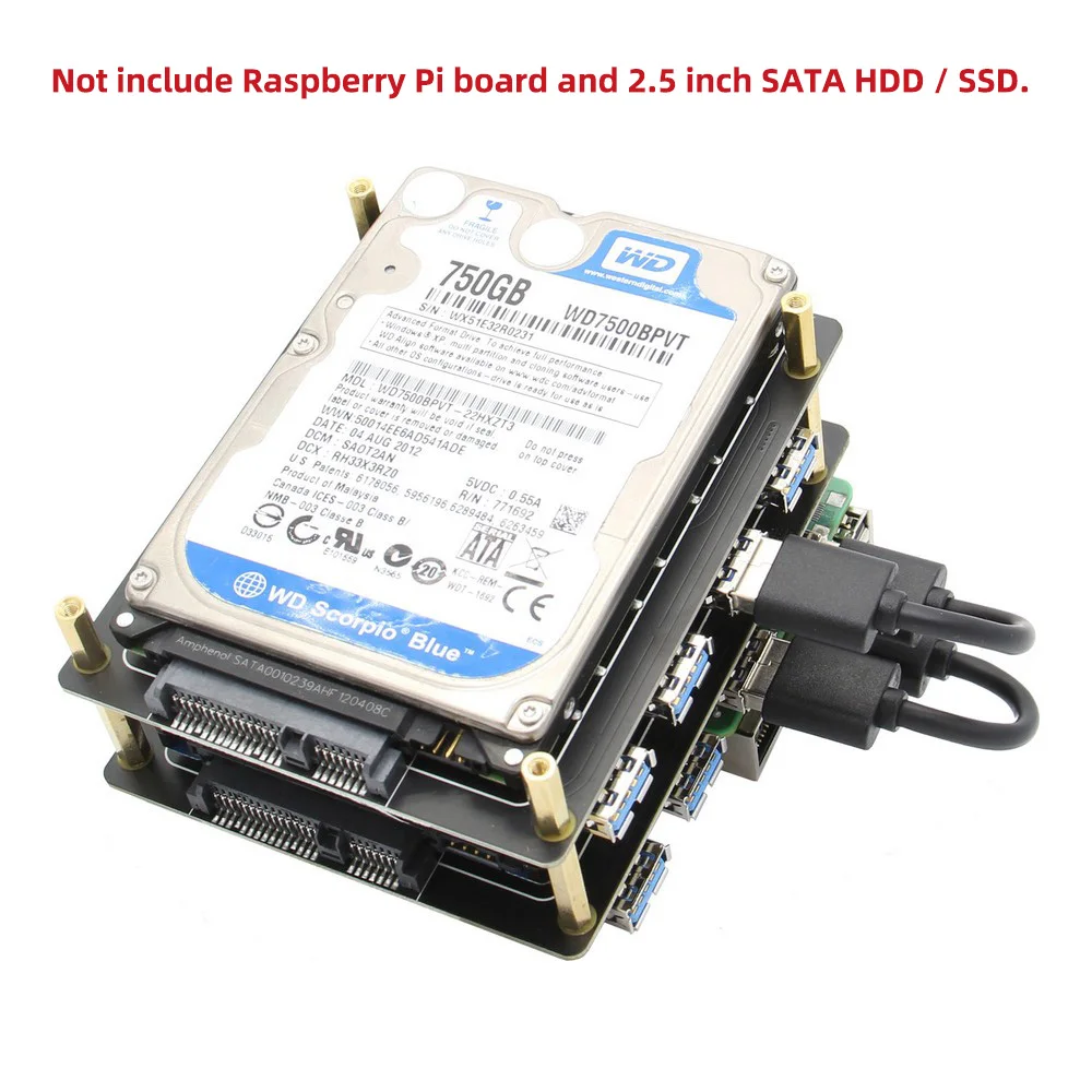 Raspberry Pi 4 Model B X828 USB3.0 2 5 &quotSATA HDD/SSD Штабелируемая плата хранения + usb хаб для 4B/3B +/3B/2B/B