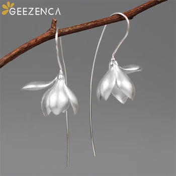 

Original Design 925 Sterling Silver Magnolia Flower Drop Earrings Fine Jewelry For Women Cute Trendy Elegant Earring Party Gift