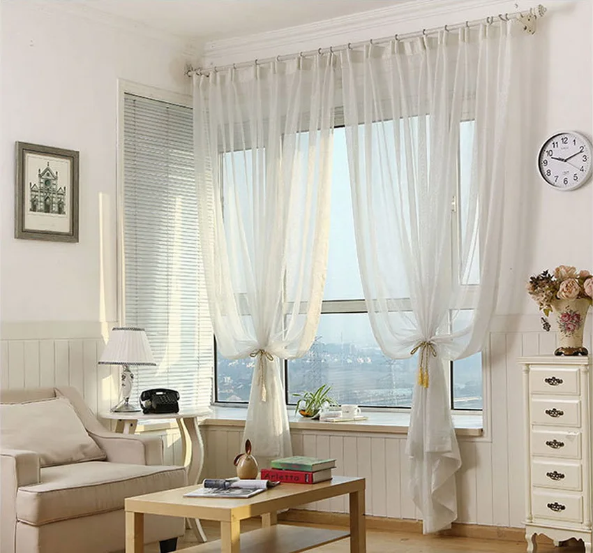 Чистый белый оконный экран прозрачная ткань простой современный Блестящий серебряный провод полосатый фатин занавеска для гостиной