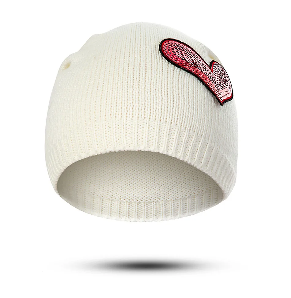 Женская шапка с узором в виде сердца, унисекс, Skullies Beanies, женская вязаная шапка, мужские милые шапки, зимние шапки, шапки для женщин и девочек, Skullies